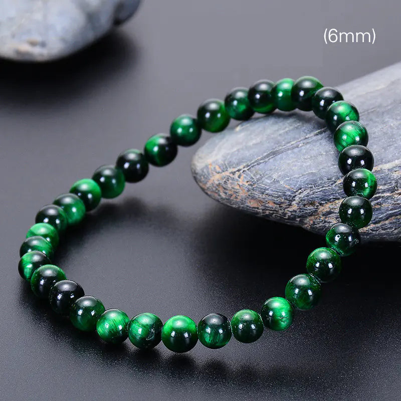 Handmade Beaded Natural Green Tiger Eye Bracelet